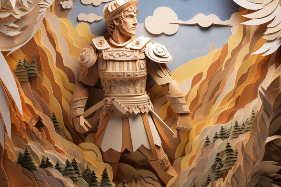 Illustration eines Römers - Erlebnispfad „Augustus“ in Lermoos für Familien 