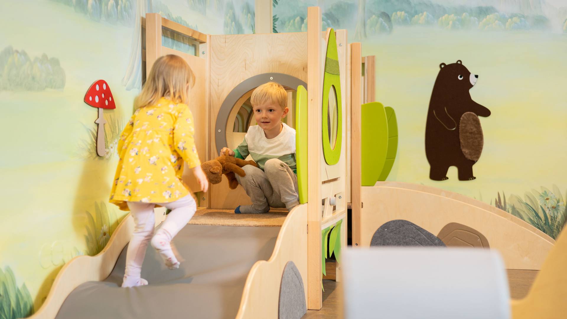 Toddlers playing in the baby playground